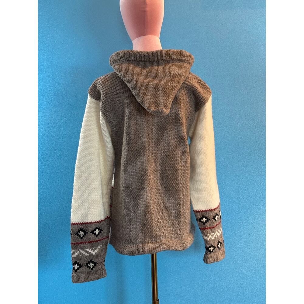Earth RAGZ Cardigan Hoodie Sweater Jacket Zip Close Intarsia Bear Pockets S M - Picture 6 of 9